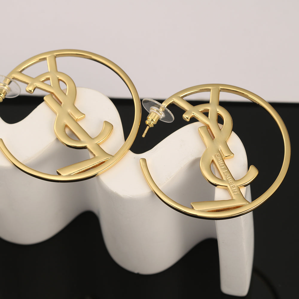 YSL Monogram 18K Gold Earrings product image 3, provided for visual reference and product detail review