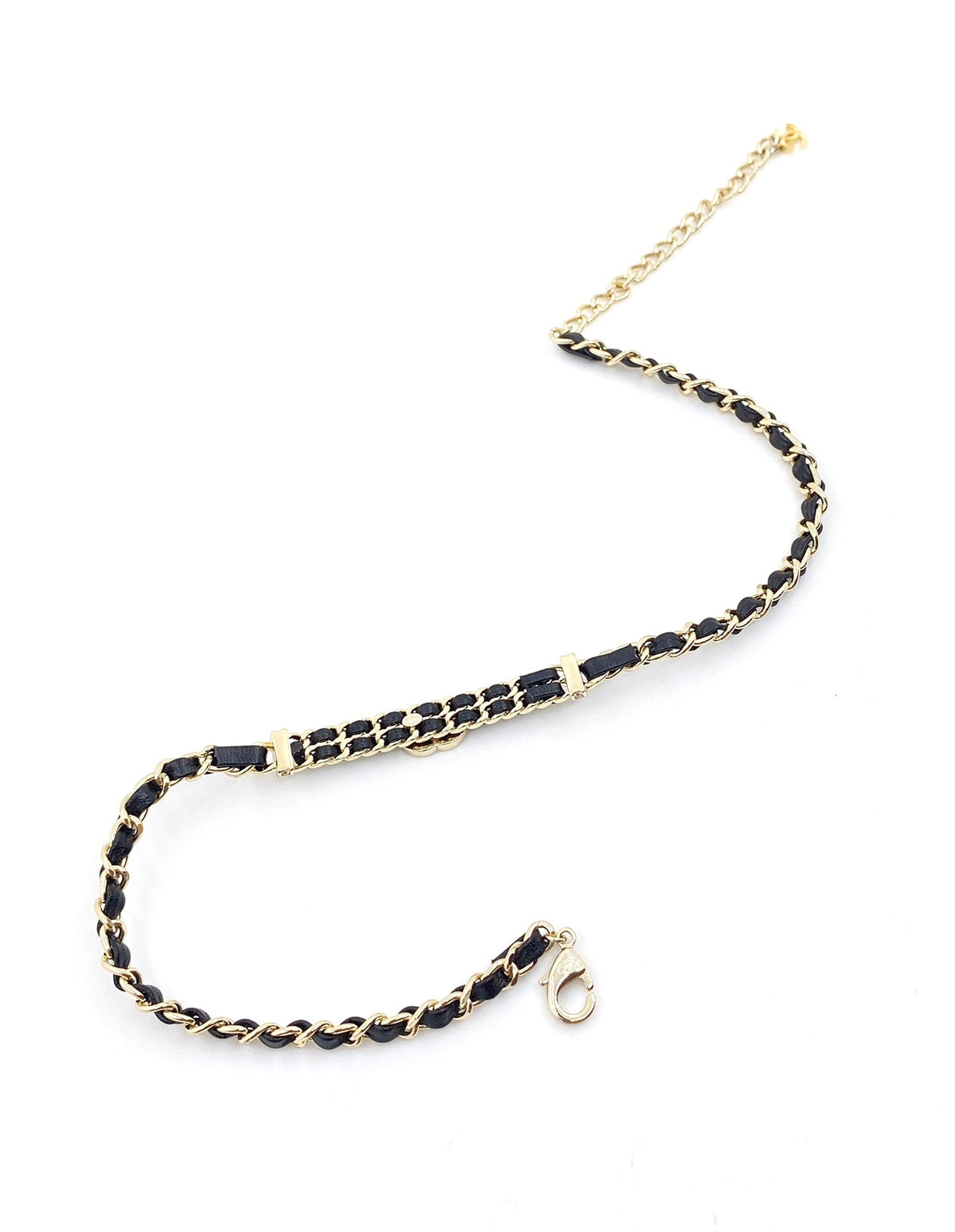 Chanel Leather Choker 18K Gold Necklace product image 3, provided for visual reference and product detail review