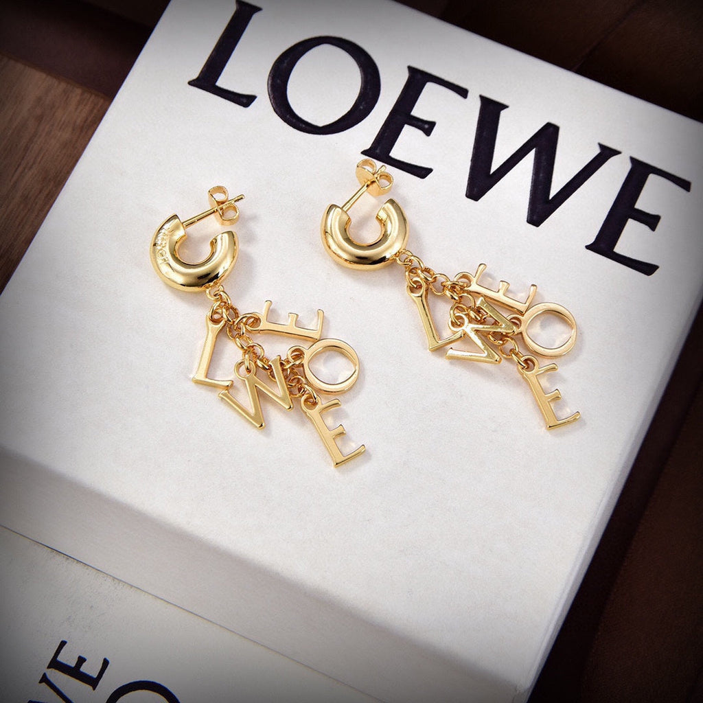 LOEWE Anagram Script 18K Gold Earrings product image 4, provided for visual reference and product detail review
