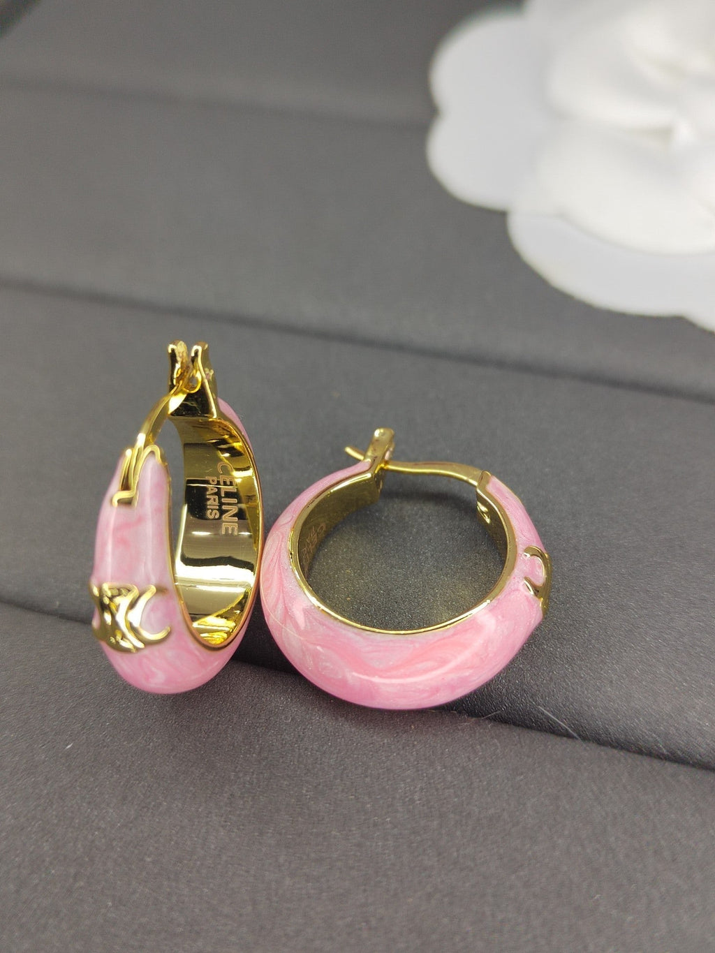 Celine Pink 18K Gold Earrings product image 3, provided for visual reference and product detail review