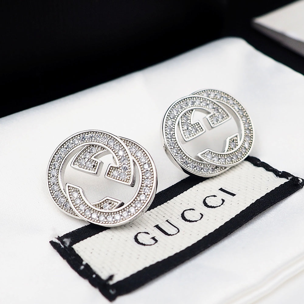 Gucci Double Diamonds 18K Gold Earrings product image 3, provided for visual reference and product detail review