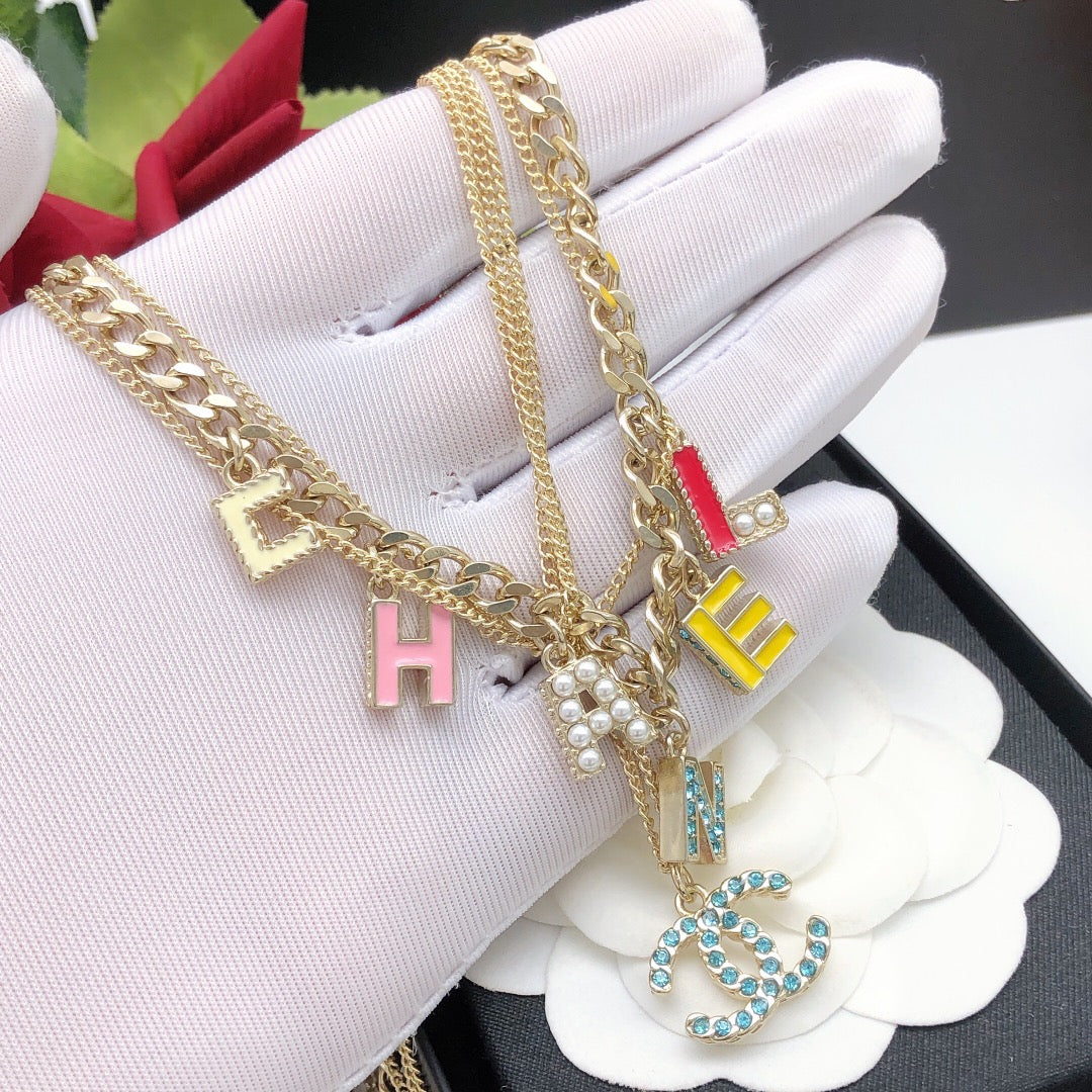 Chanel Color Typo 18K Gold Necklace product image 5, provided for visual reference and product detail review