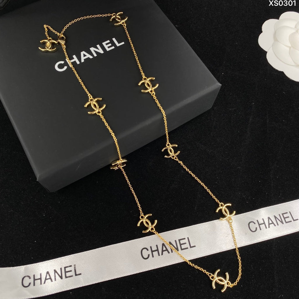 Chanel Multi-Logo 18K Gold Necklace product image 3, provided for visual reference and product detail review