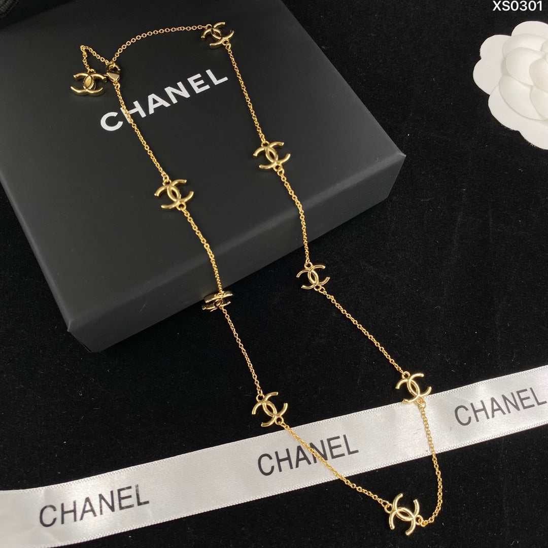 Chanel Multi-Logo 18K Gold Necklace product image 3, provided for visual reference and product detail review