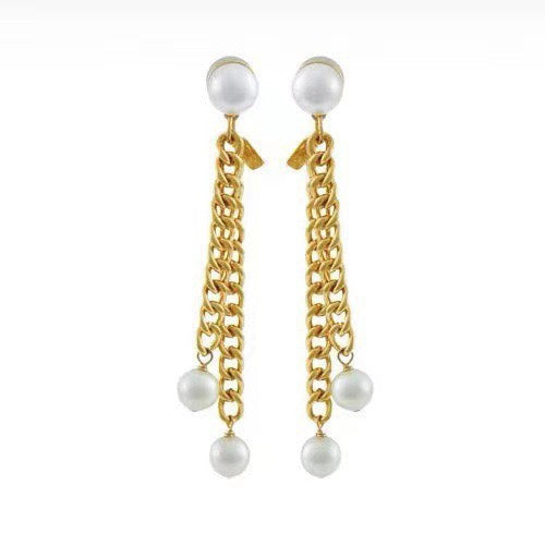 Celine Pearls Long 18K Gold Earrings product image 1, provided for visual reference and product detail review