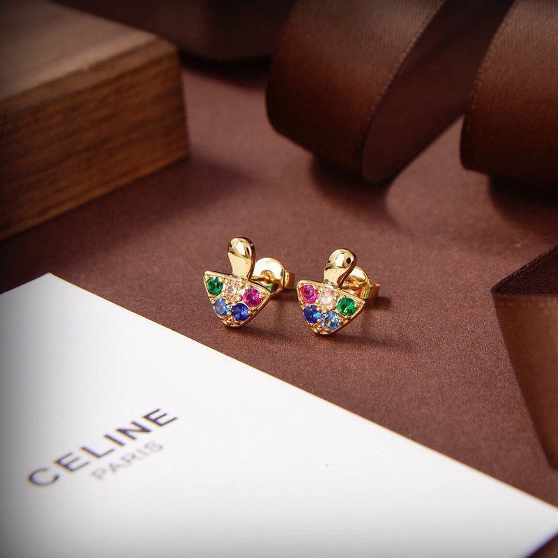 Celine Colorful Mushroom 18K Gold Earrings product image 3, provided for visual reference and product detail review