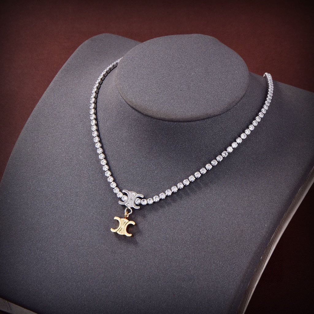 Celine Crystals Link 18K Gold Necklace product image 1, provided for visual reference and product detail review