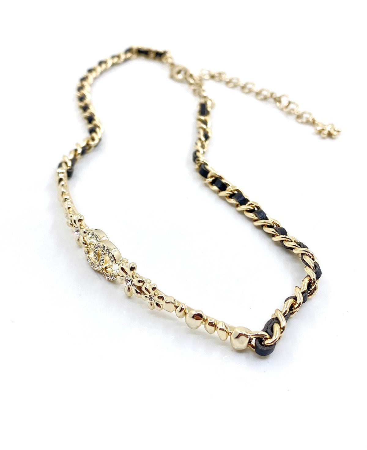 Chanel Leather Choker 18K Gold Necklace product image 3, provided for visual reference and product detail review