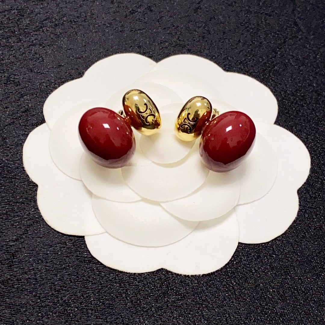 Celine Red 18K Gold Earrings product image 3, provided for visual reference and product detail review