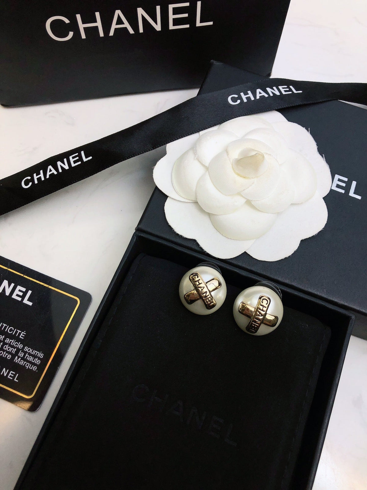 Chanel Pearl 18K Gold Earrings product image 6, provided for visual reference and product detail review