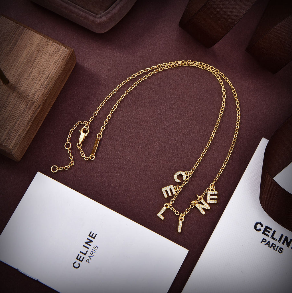 Celine Paris Strass Crystals 18K Gold Necklace product image 6, provided for visual reference and product detail review