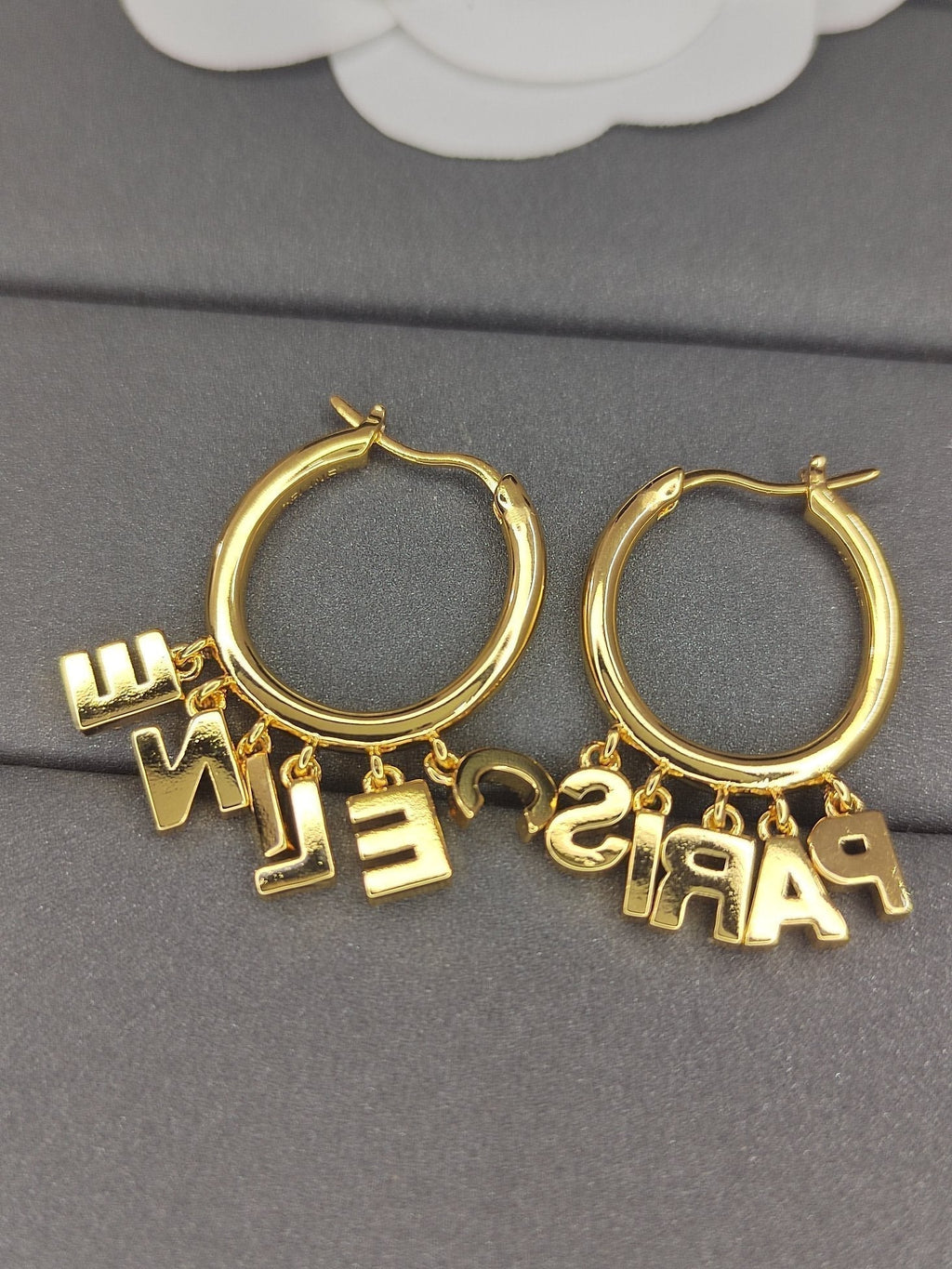Celine Script Diamonds 18K Gold Earrings product image 2, provided for visual reference and product detail review