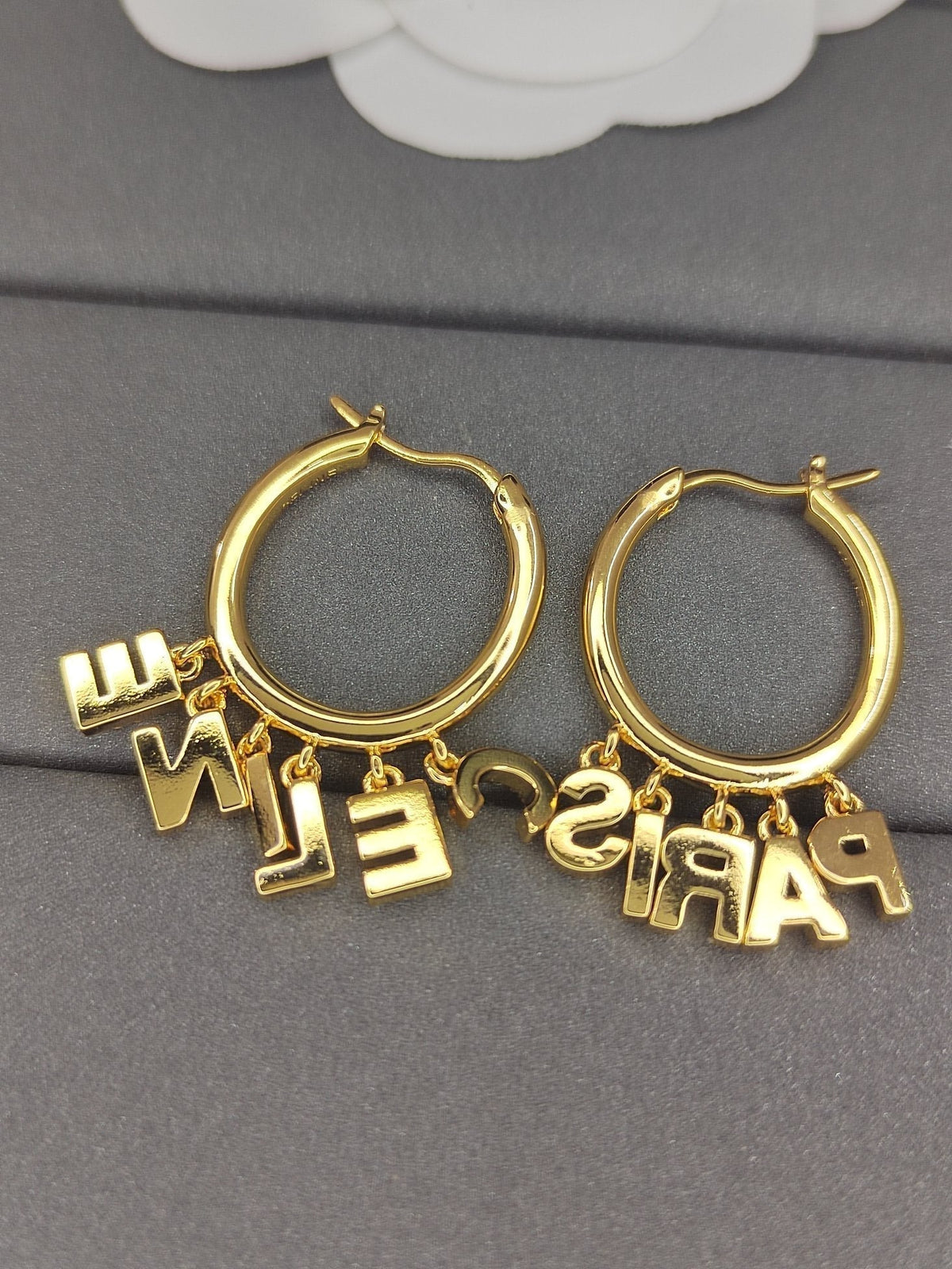 Celine Script Diamonds 18K Gold Earrings product image 2, provided for visual reference and product detail review
