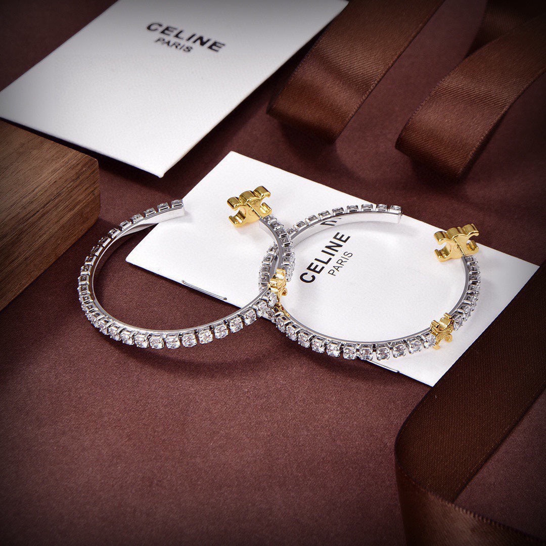 Celine Diamonds Hoops 18K Gold Earrings product image 4, provided for visual reference and product detail review