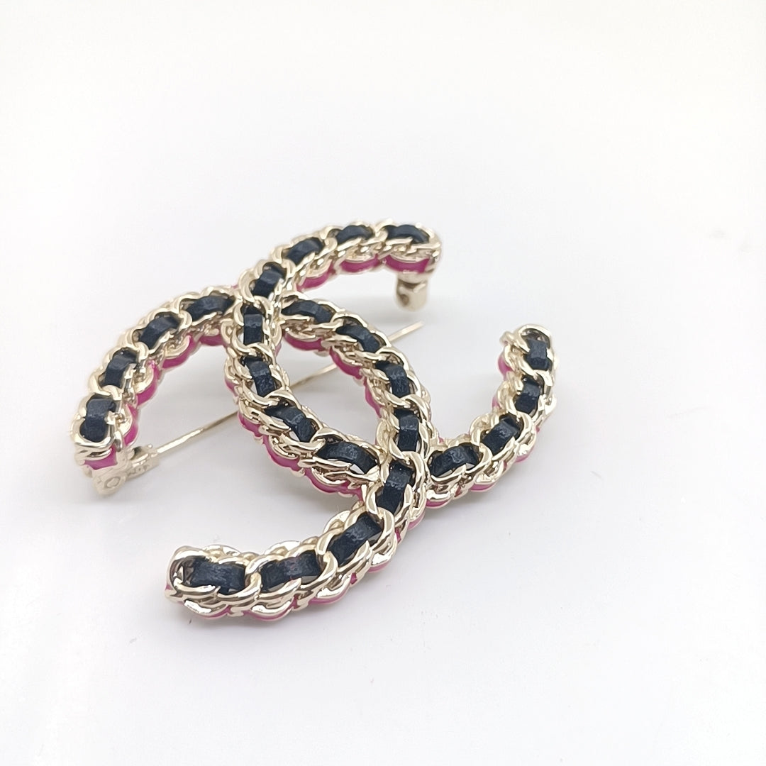 Chanel Leather Pink 18K Gold Brooch product image 4, provided for visual reference and product detail review
