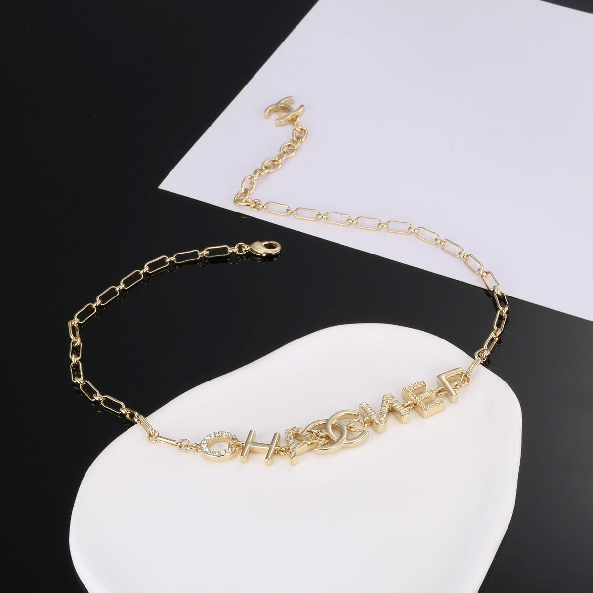 Chanel Script Chain 18K Gold Necklace product image 6, provided for visual reference and product detail review