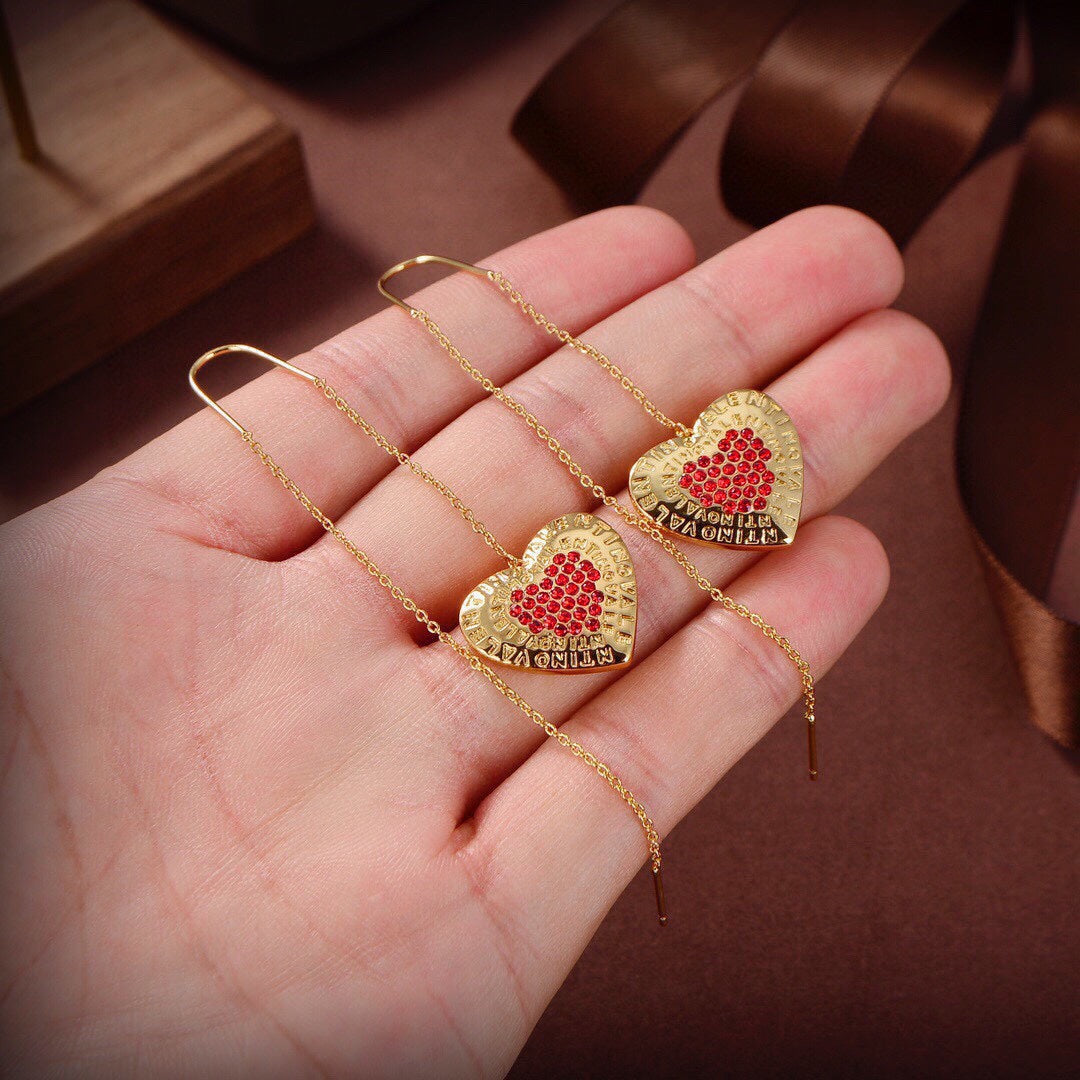 Valentino Red Heart 18K Gold Earrings product image 3, provided for visual reference and product detail review