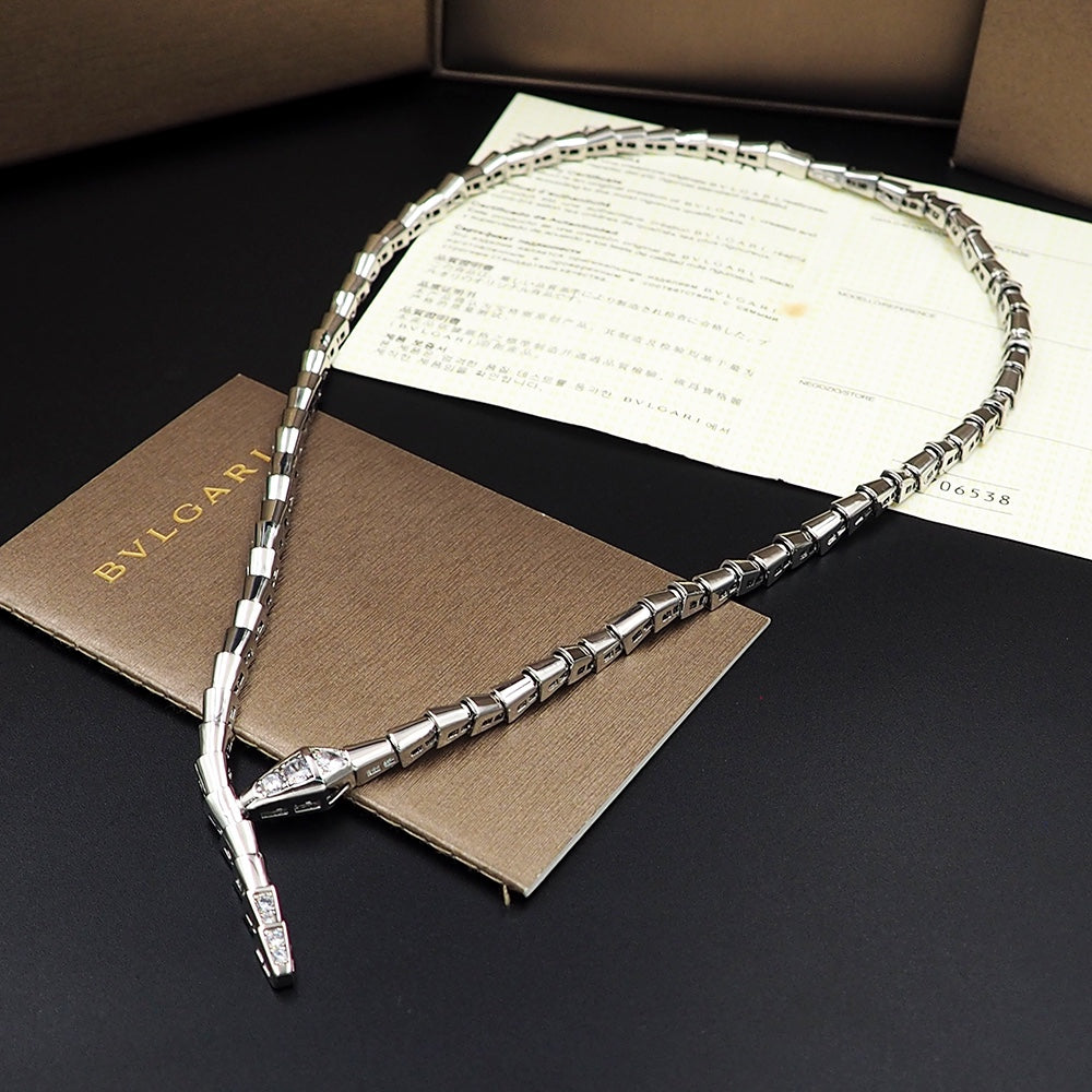 Bvlgari Serpenti Viper Demi-Pave Diamonds 18K Gold Necklace product image 6, provided for visual reference and product