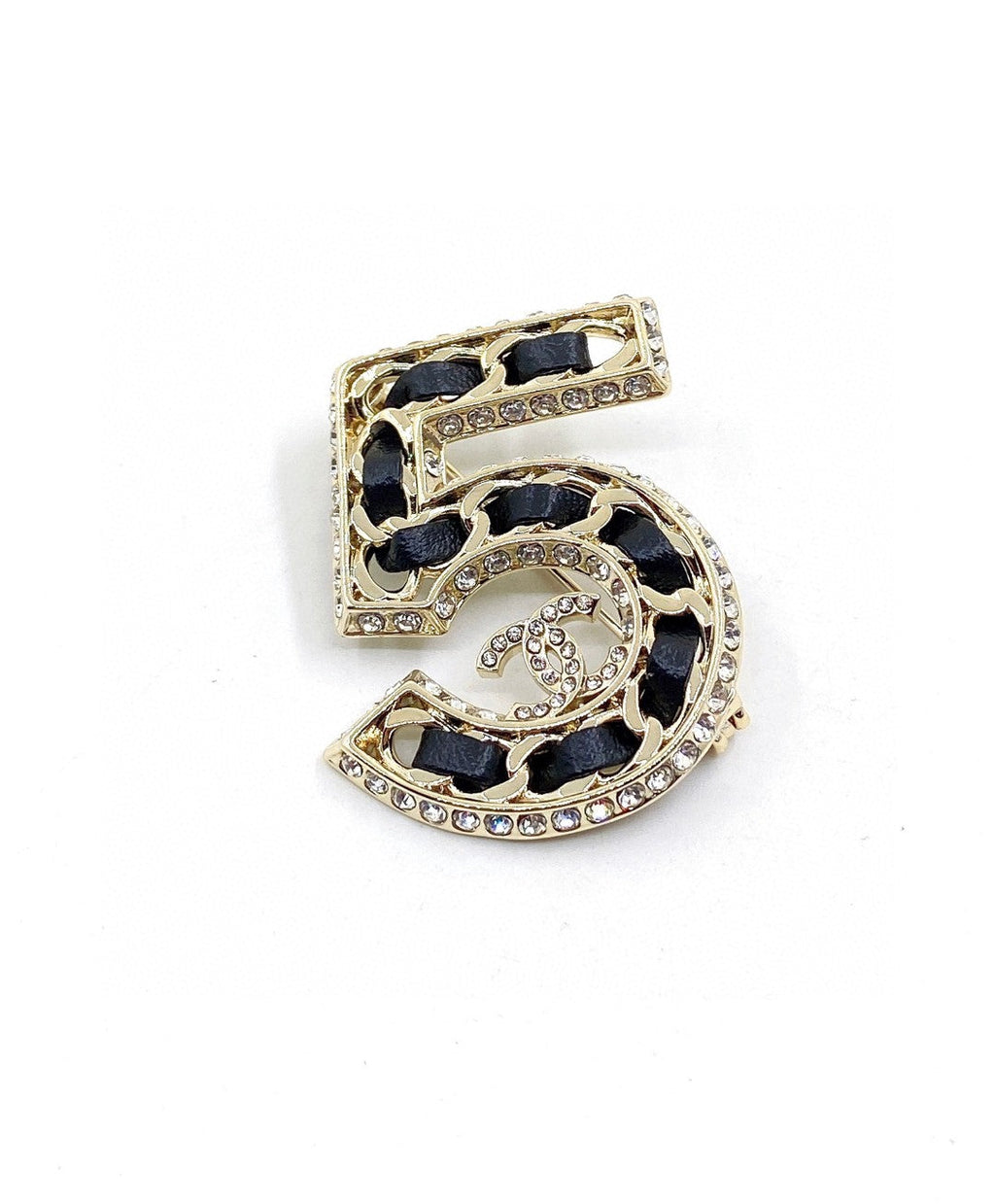 Chanel No.5 Strass 18K Gold Brooch product image 4, provided for visual reference and product detail review