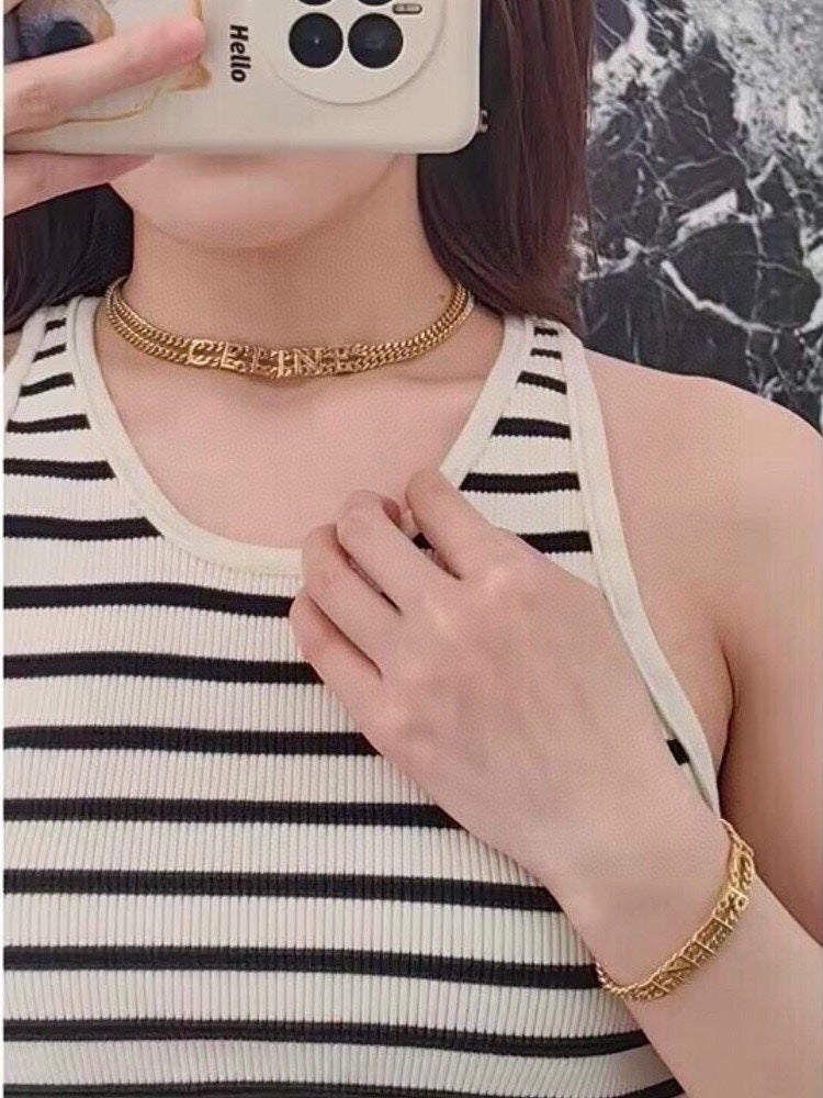 Celine Gourmette 18K Gold Necklace product image 9, provided for visual reference and product detail review