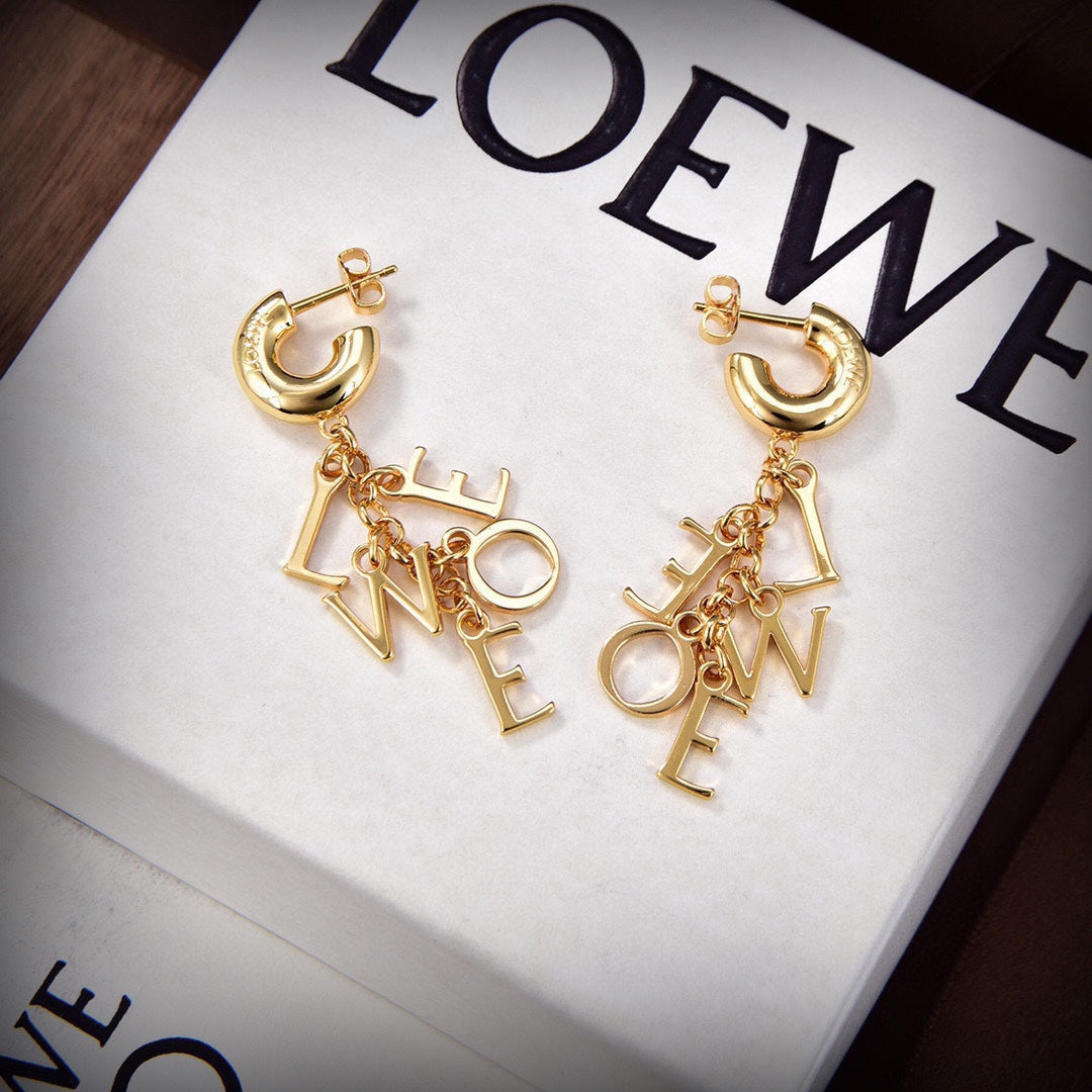 LOEWE Anagram Script 18K Gold Earrings product image 1, provided for visual reference and product detail review