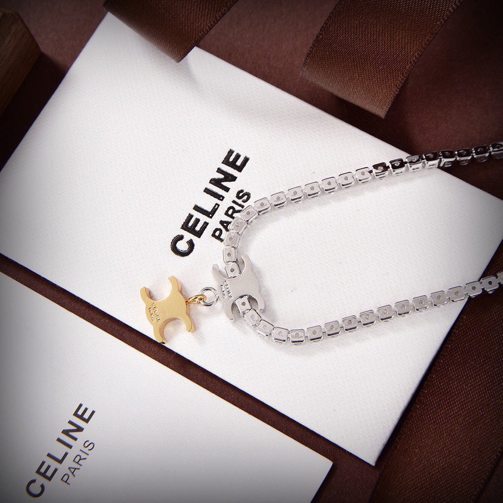 Celine Crystals Link 18K Gold Necklace product image 4, provided for visual reference and product detail review
