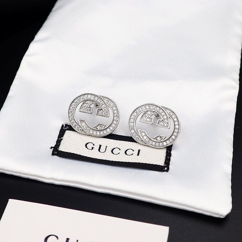 Gucci Double Diamonds 18K Gold Earrings product image 4, provided for visual reference and product detail review