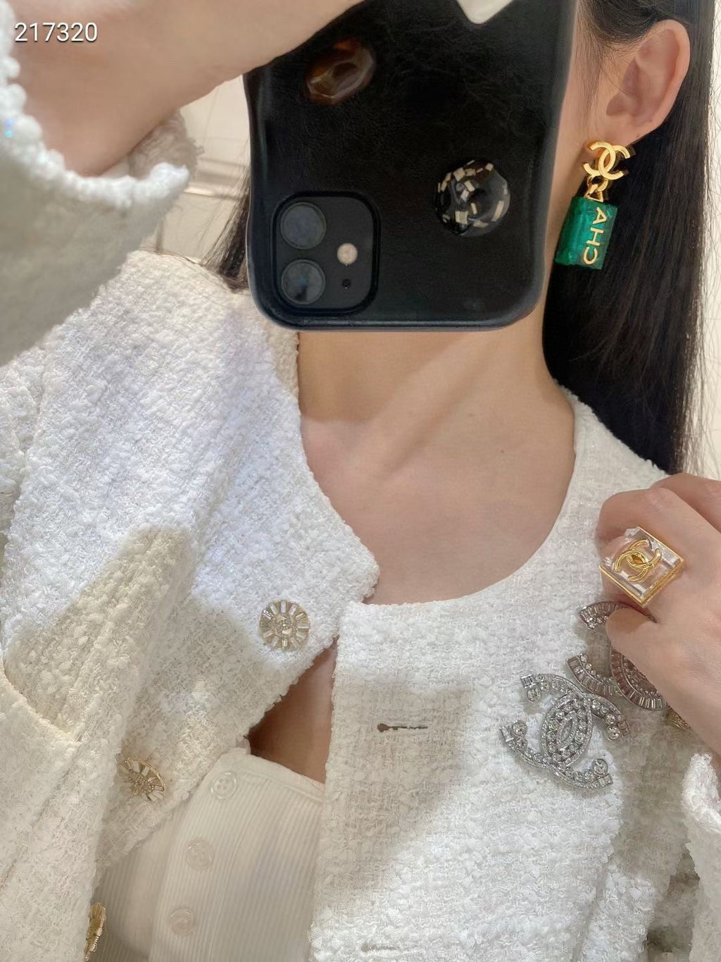 Chanel Green Perfume Bottle 18K Gold Earrings product image 8, provided for visual reference and product detail review