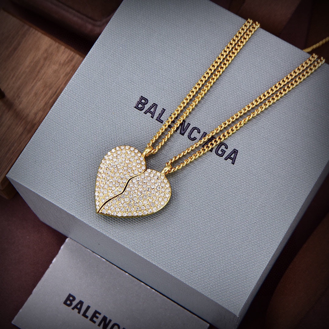 Balenciaga Lovelock Set Of Two Silver-tone Crystal 18K Gold Necklace product image 5, provided for visual reference and