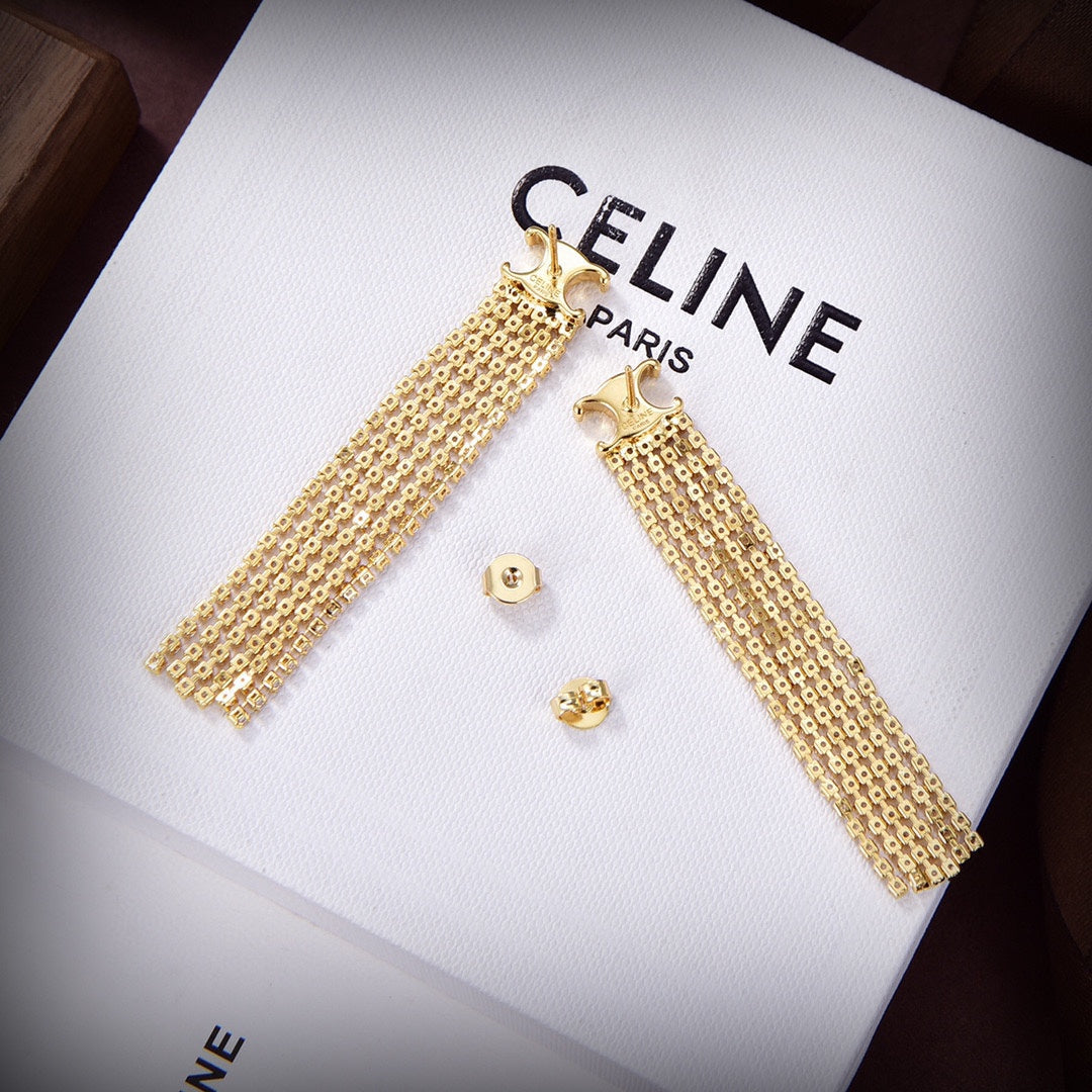 Celine Precious Tassels 18K Gold Earrings product image 2, provided for visual reference and product detail review