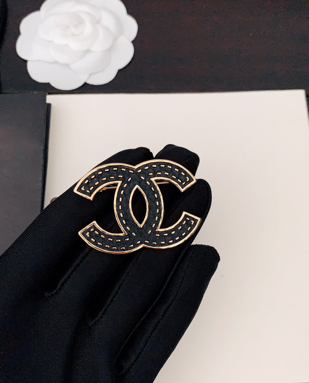 Chanel Black 18K Gold Brooch product image 2, provided for visual reference and product detail review