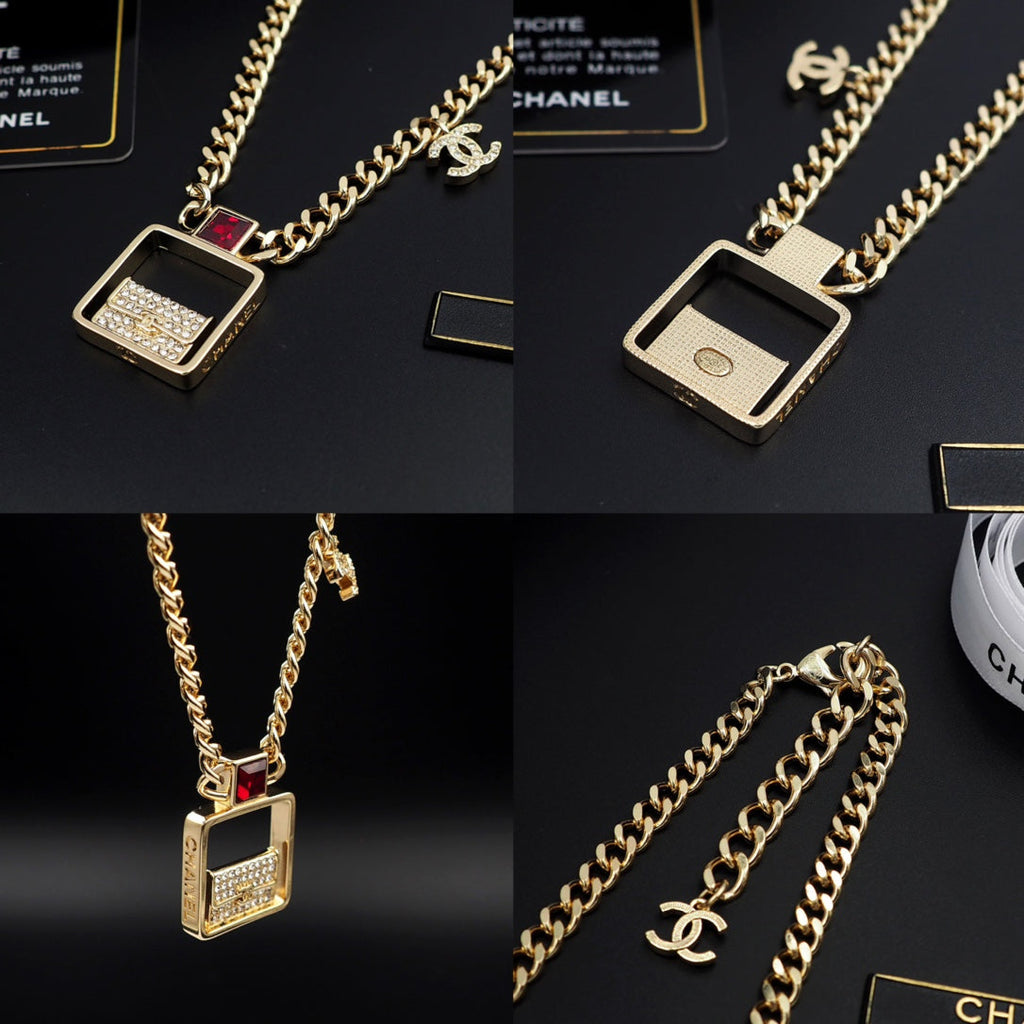 Chanel Red Bag Pendant 18K Gold Necklace product image 4, provided for visual reference and product detail review