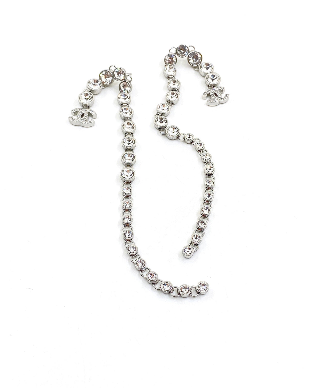 Chanel Long Crystal 18K Gold Earrings product image 4, provided for visual reference and product detail review