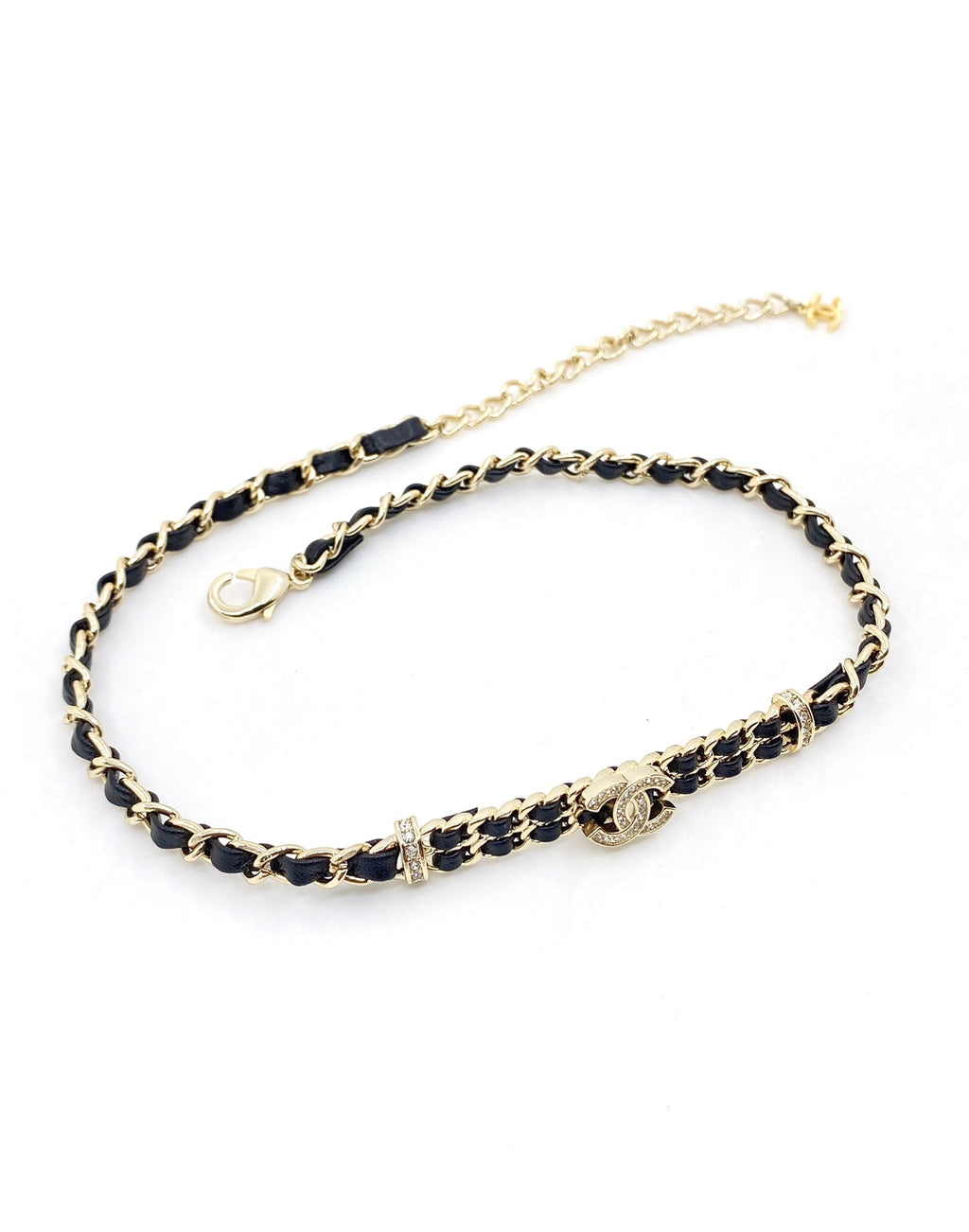 Chanel Leather Choker 18K Gold Necklace product image 4, provided for visual reference and product detail review