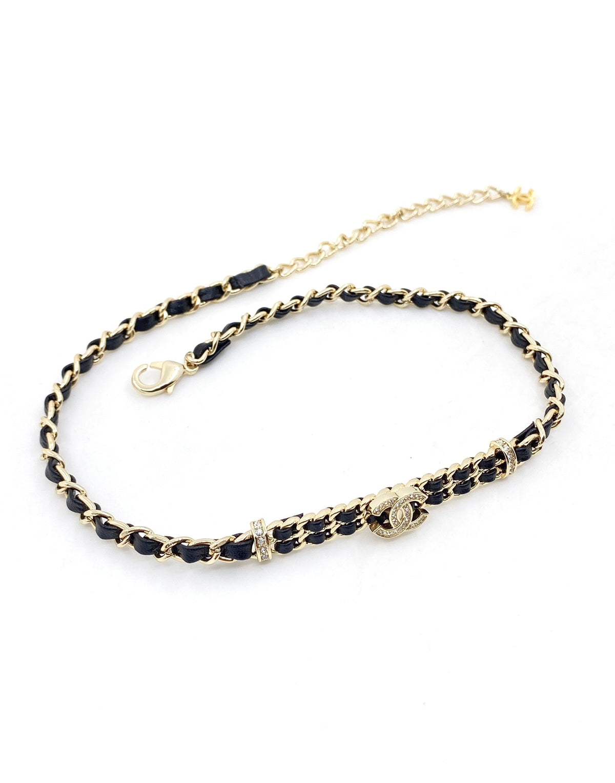 Chanel Leather Choker 18K Gold Necklace product image 4, provided for visual reference and product detail review