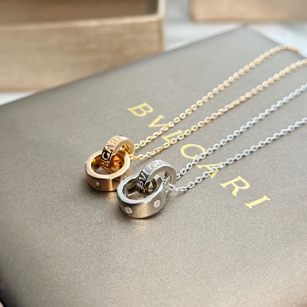 Bvlgari Two Rings 18K Gold Necklace product image 4, provided for visual reference and product detail review