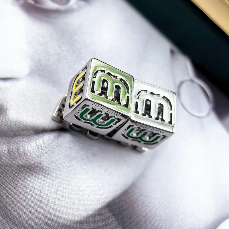 Miu Green & Yellow Cube 18K Gold Earrings product image 4, provided for visual reference and product detail review