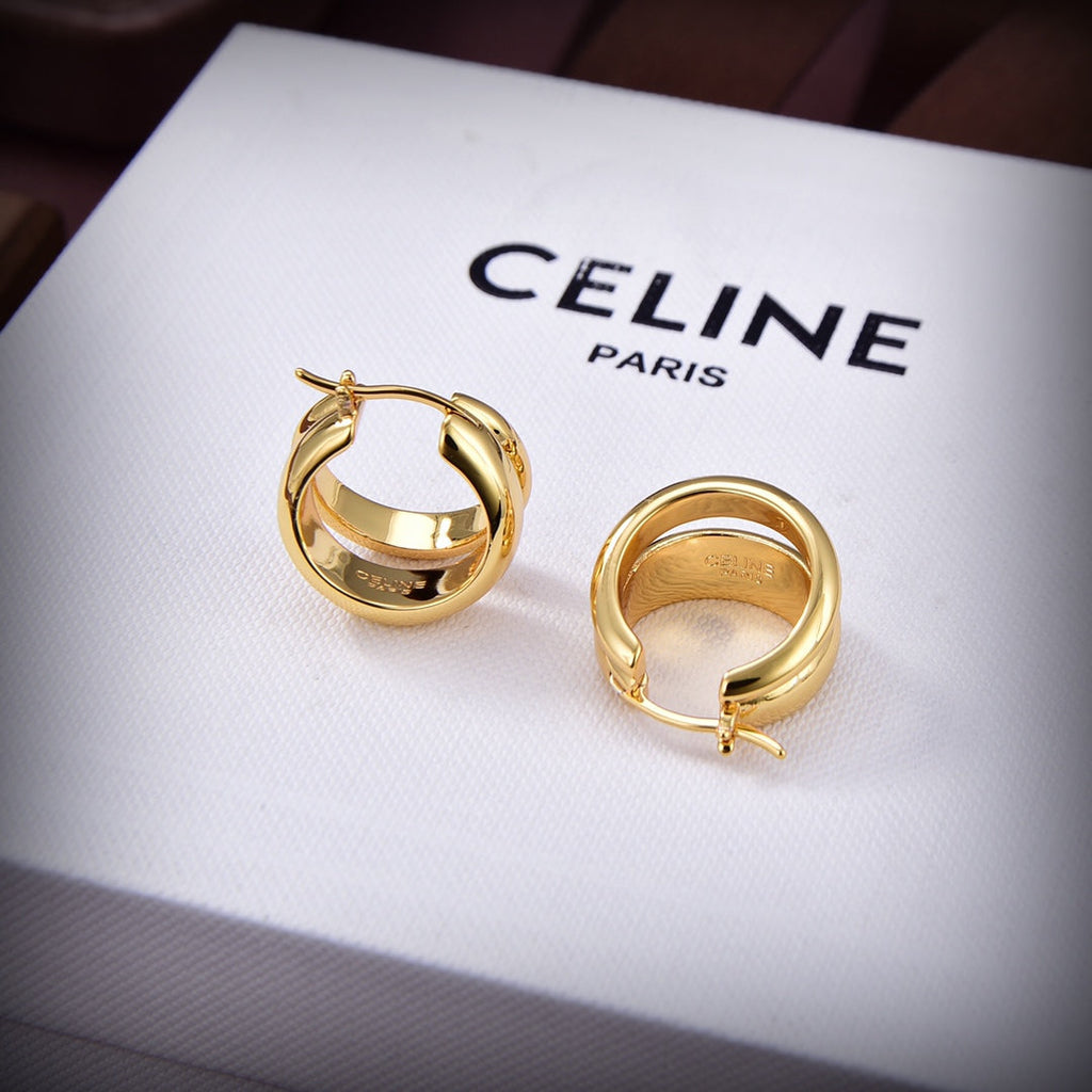 Celine Formes Abstraites Hoops 18K Gold Earrings product image 4, provided for visual reference and product detail review