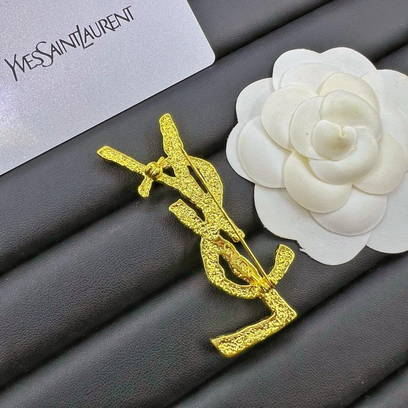 YSL Crystal 18K Gold Brooch product image 4, provided for visual reference and product detail review