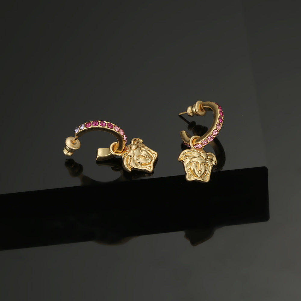 Ver Pink Crystals 18K Gold Earrings product image 4, provided for visual reference and product detail review