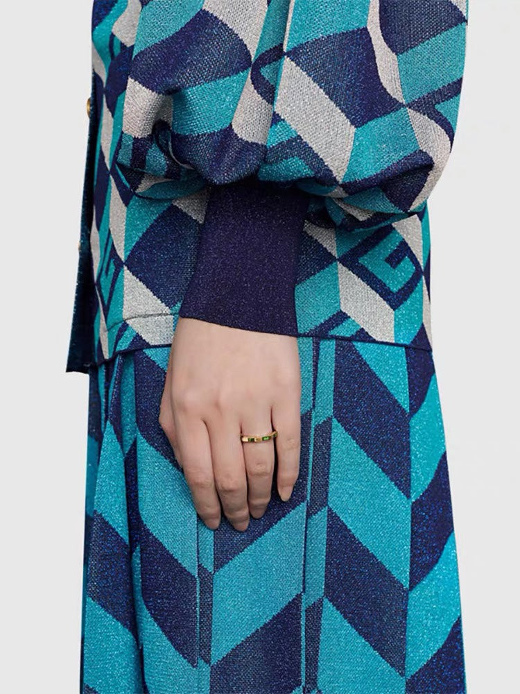 Gucci Double Link To Love Tormaline Green And Diamond 18K Gold Ring product image 3, provided for visual reference and