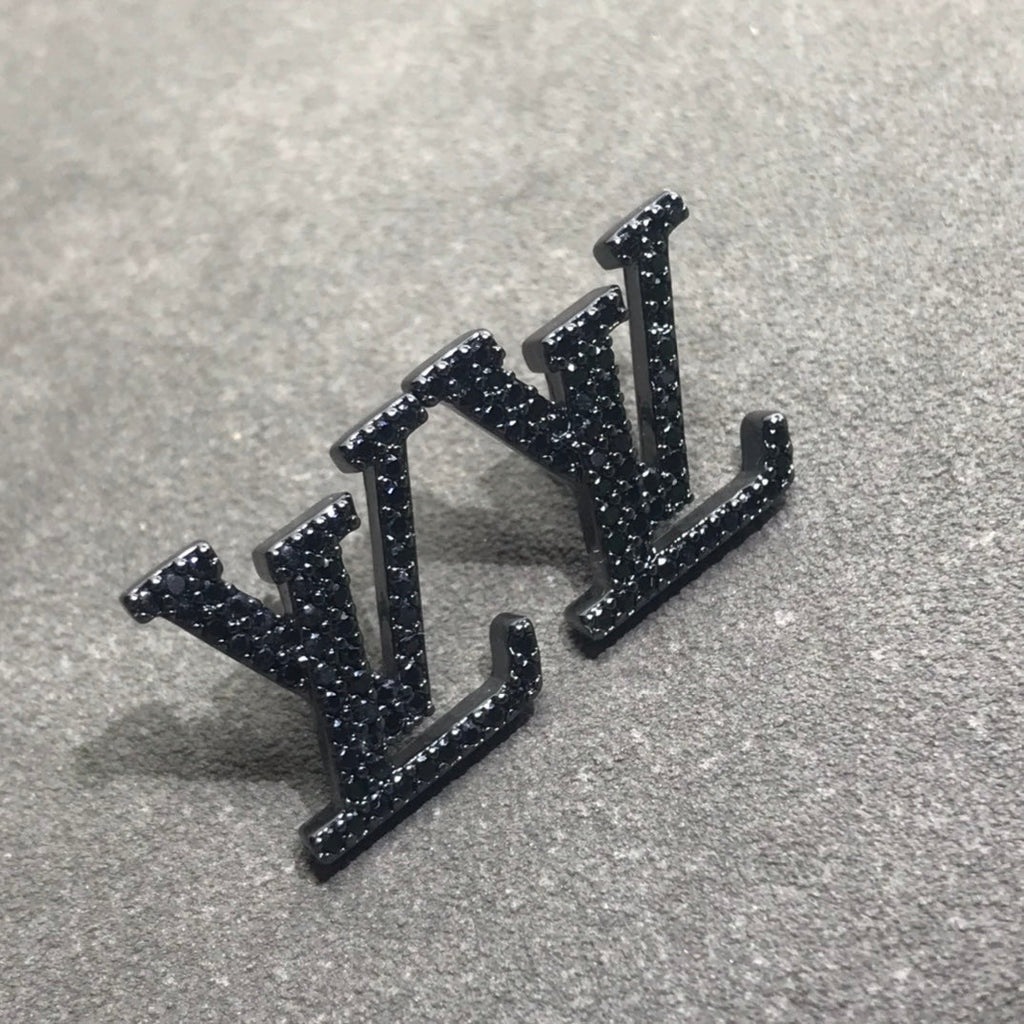 Louis Vuitton Iconic Black Crystal Stud 18K Gold Earrings product image 7, provided for visual reference and product detail