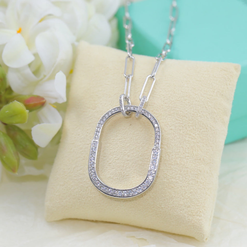 Tiffany Lock Pendant Pave Diamonds 18K Gold Necklace product image 3, provided for visual reference and product detail review