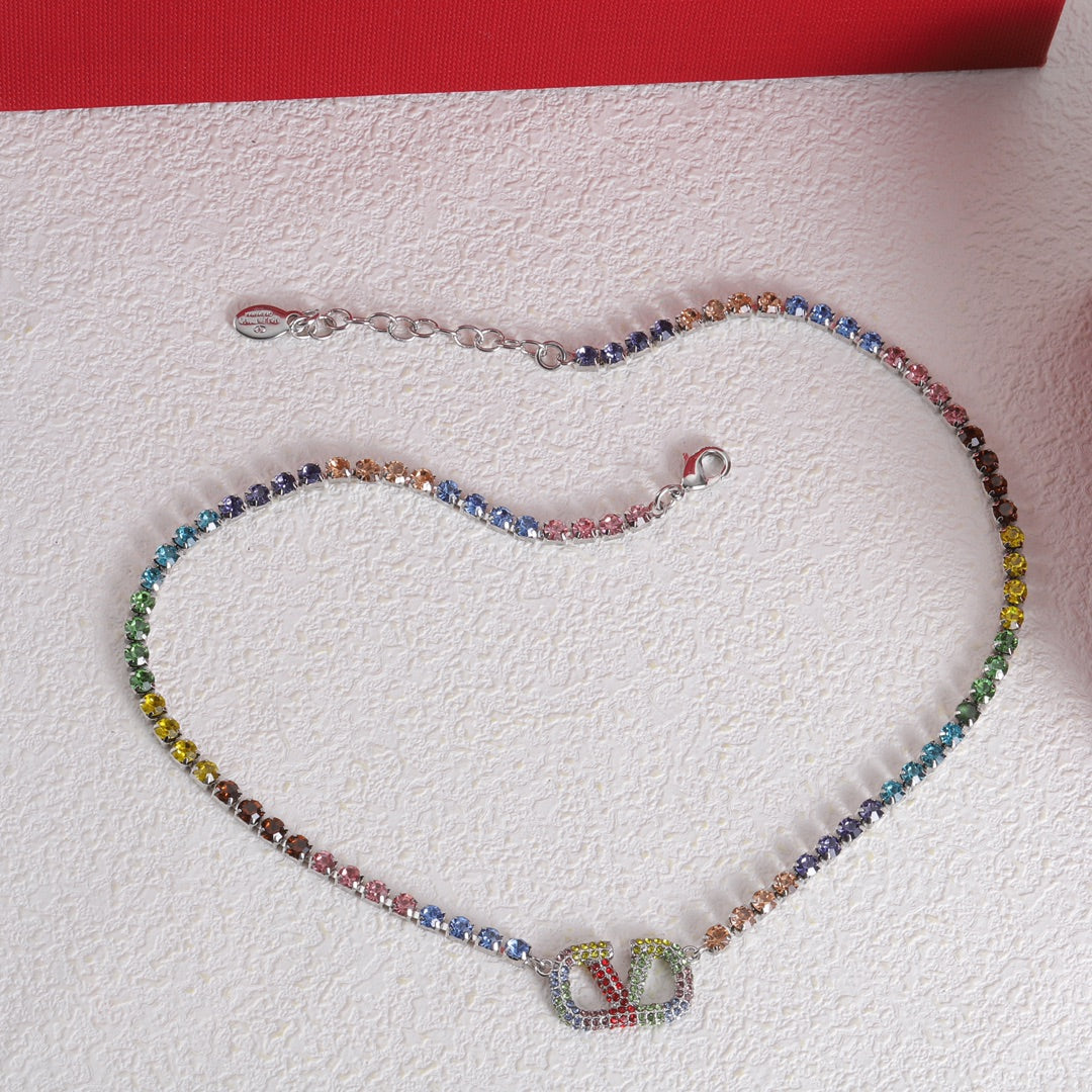 Valentino Multi-Color Crystals 18K Gold Necklace product image 1, provided for visual reference and product detail review