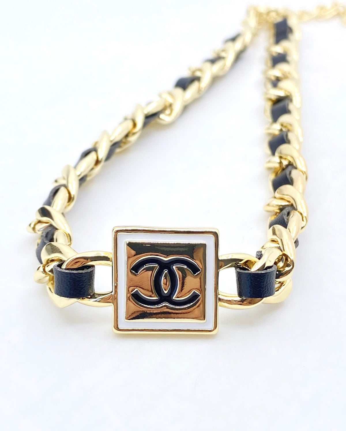 Chanel Leather 18K Gold Necklace product image 2, provided for visual reference and product detail review