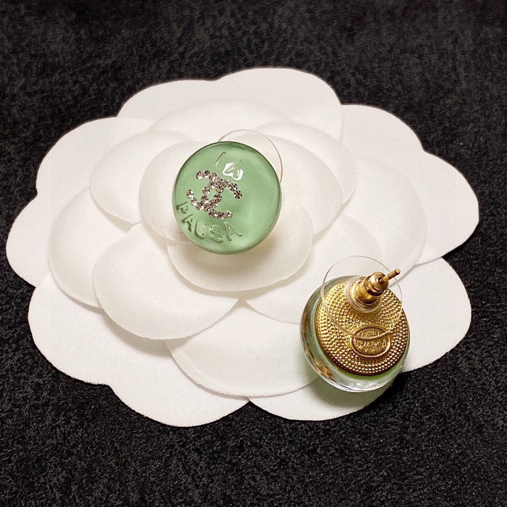 Chanel Green 18K Gold Earrings product image 2, provided for visual reference and product detail review