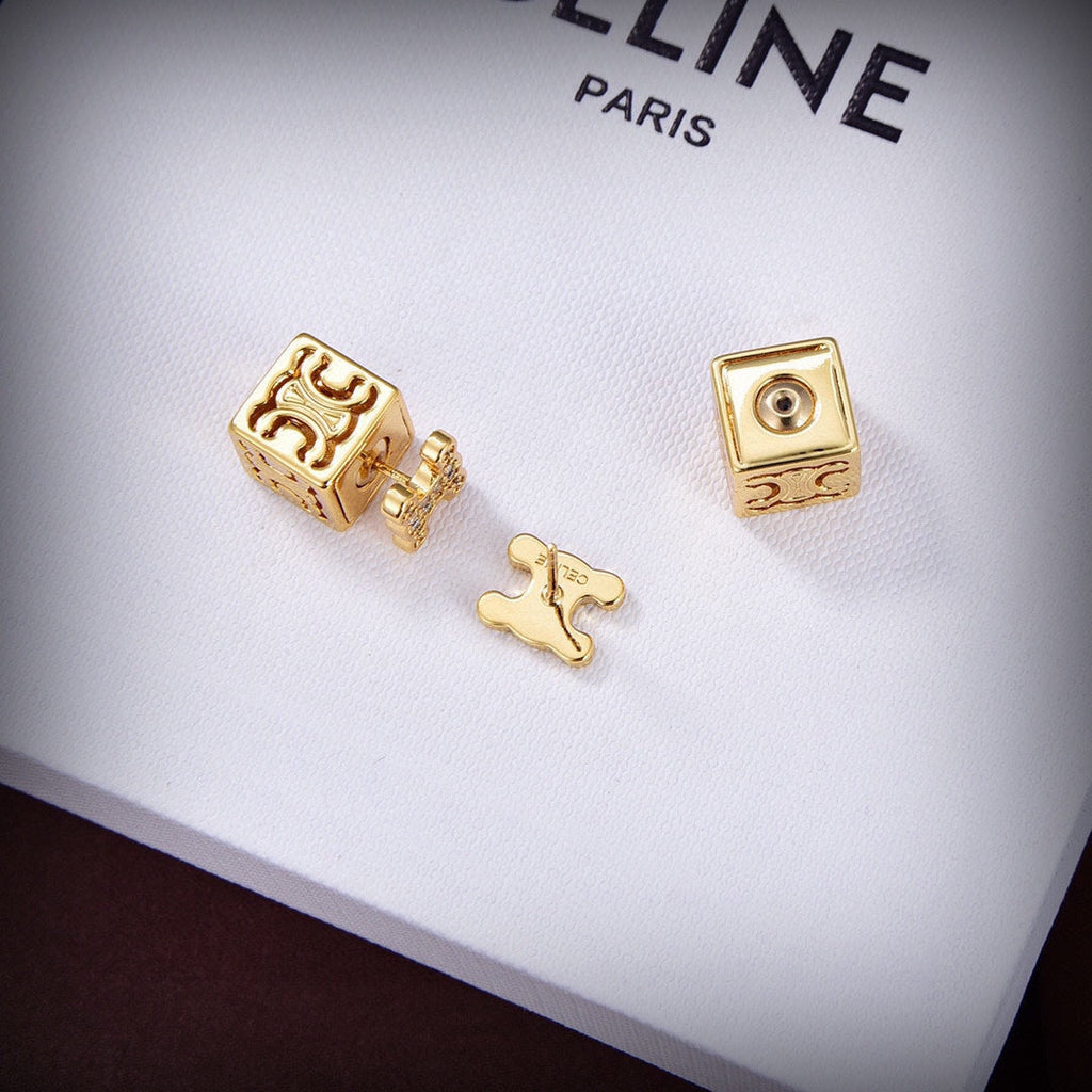 Celine Dice Pendant 18K Gold Earrings product image 9, provided for visual reference and product detail review