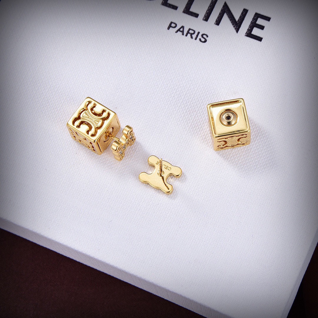 Celine Dice Pendant 18K Gold Earrings product image 9, provided for visual reference and product detail review