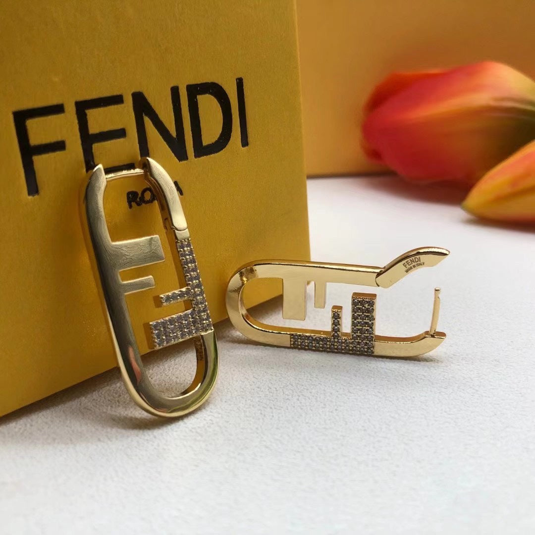 Fendi OLock Diamonds 18K Gold Earrings product image 2, provided for visual reference and product detail review