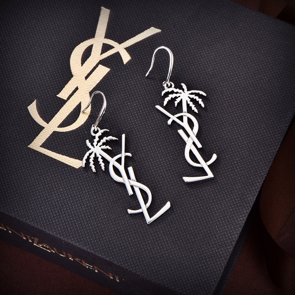 YSL Monogram Palmier Statement 18K Gold Earrings product image 4, provided for visual reference and product detail review